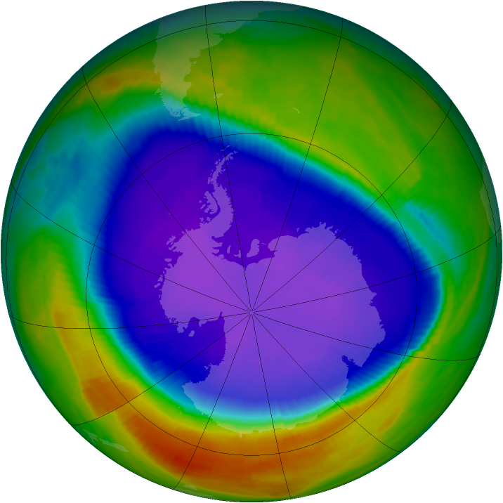 Antarctic ozone map for 18 September 2000